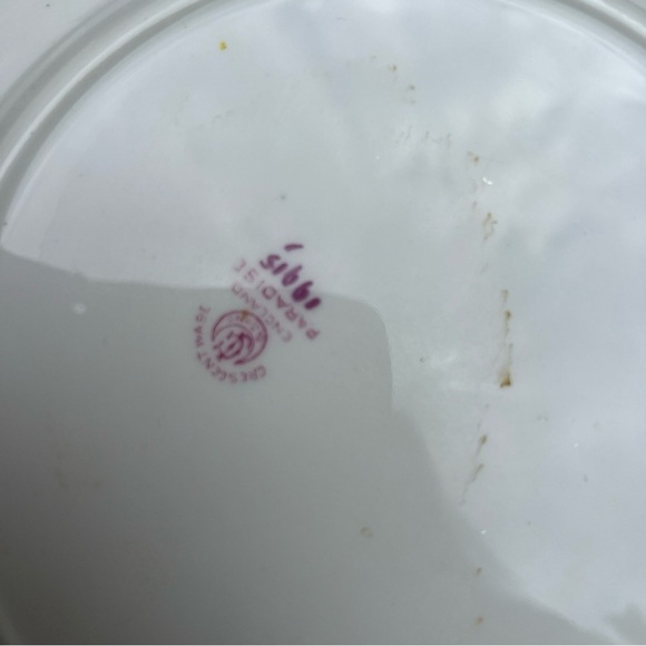 9 Antique Crescent Ware England Paradise Floral Porcelain Plate Dinnerware Mint - Picture 8 of 12